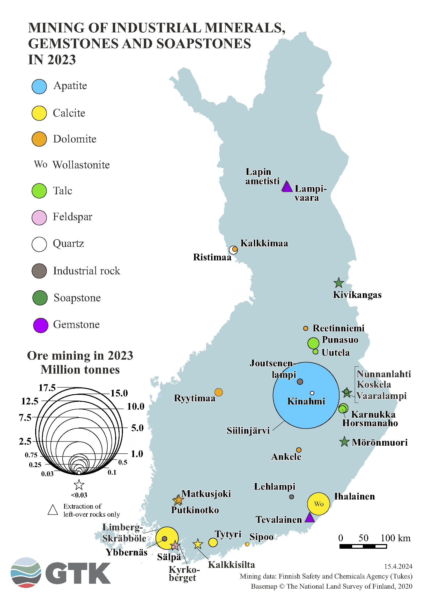 Mining of industrial minerals on the map of Finland
